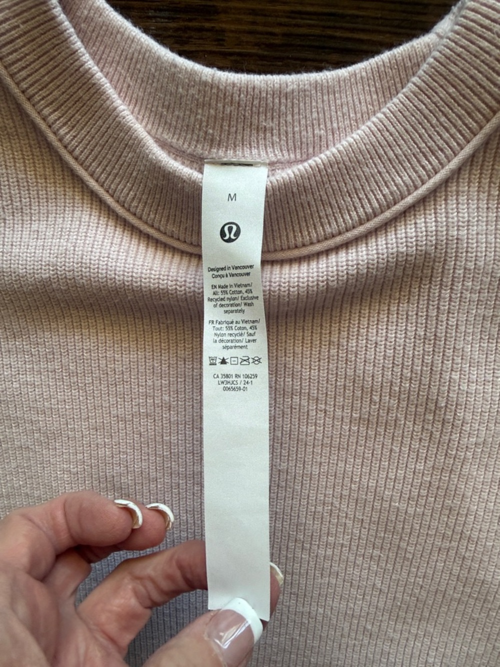 Pink Lululemon ribbed sweater